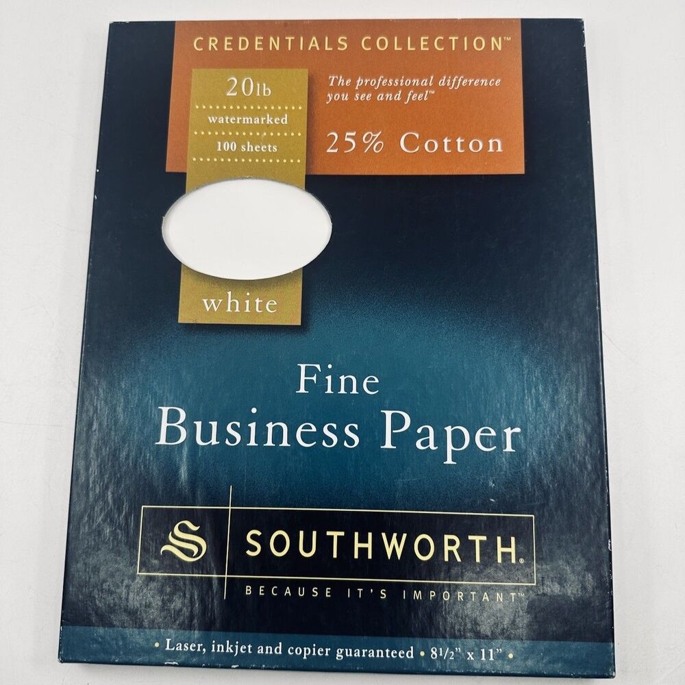 Southworth Credentials Fine Business Paper 20lb White 100 Sheets Open Box